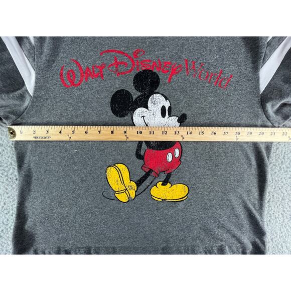 Disney World Sweater Mens Large Gray Mickey Mouse Sweatshirt Long Sleeve Crew - Picture 4 of 8